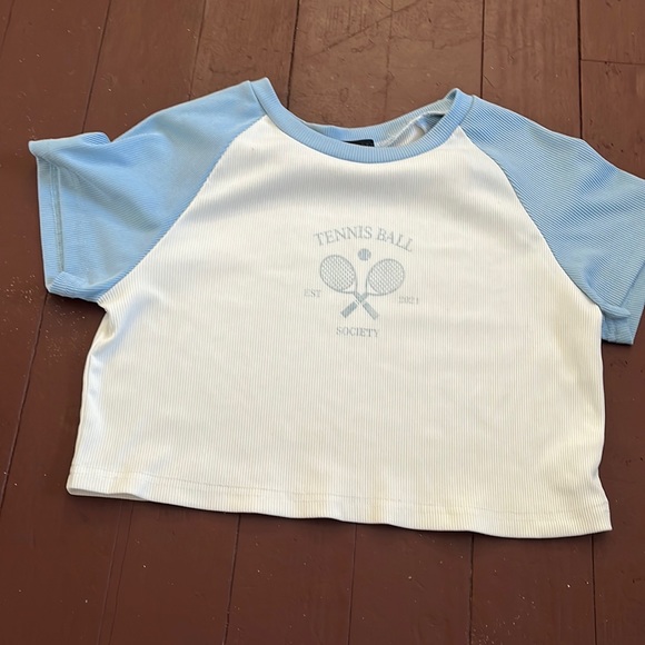SHEIN Tennis Ball Est 2021 Cropped T-Shirt